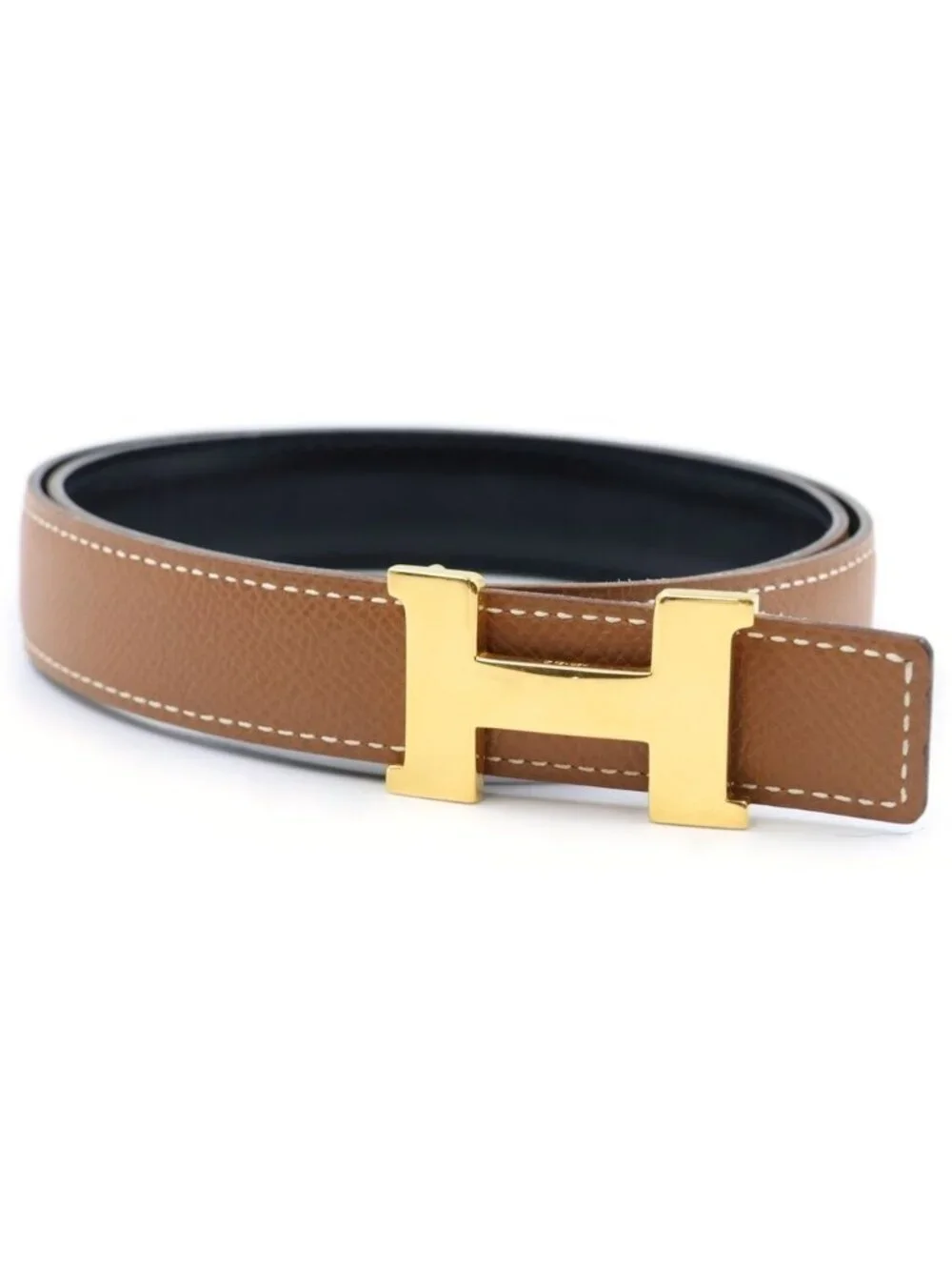 Hermes Constance Belt Box Calf Leather Gold Black